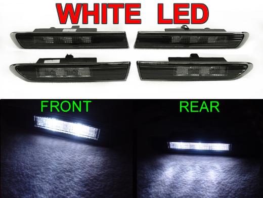 DEPO 4-Piece Smoke Front White LED + Rear White LED Side Marker Lights