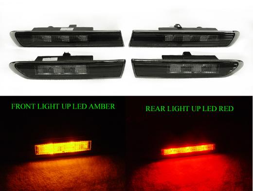 DEPO 4-Piece Smoke Front Amber LED + Rear Red LED Side Marker Lights