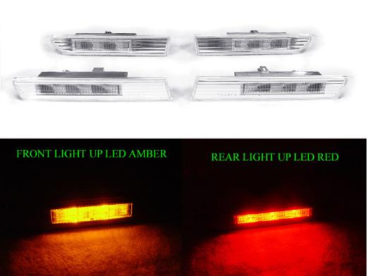 DEPO 4-Piece Clear Front Amber LED + Rear Red LED Side Marker Lights