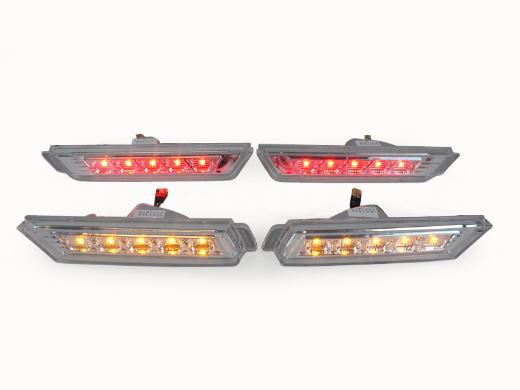 DEPO Clear LED Amber Front / Red Rear Bumper Side Marker Lights