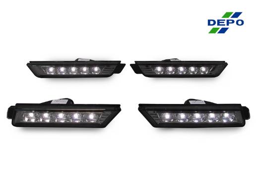 DEPO Smoke LED White LED Front + Rear Bumper Side Marker Lights