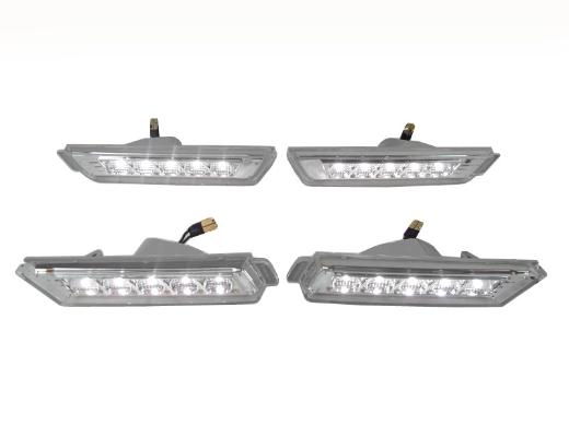 DEPO Clear LED White Front / White Rear Bumper Side Marker Lights