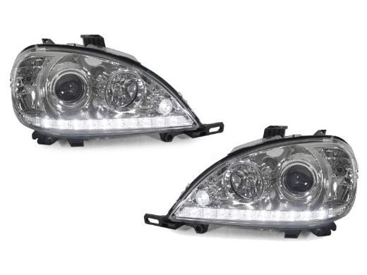 DEPO Euro Chrome Projector Headlights With LED Strip