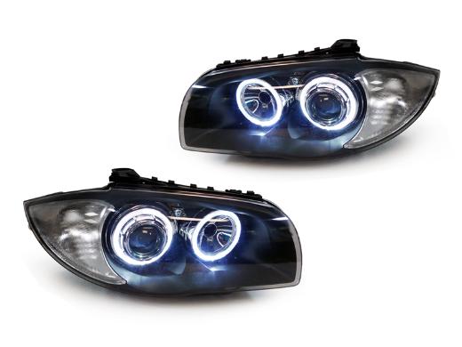 DEPO Black Angel Halo Projector Headlights W/Dp LED Rings