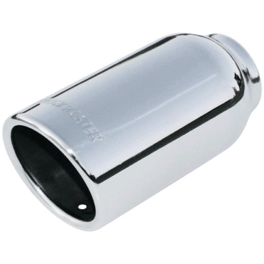 Flowmaster Exhaust Tip - Logo Embossed - Polished Stainless - Rolled Edge / Angle Cut - 2