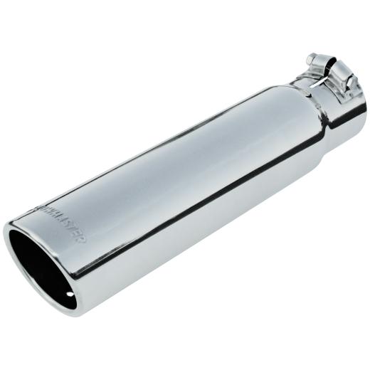 Flowmaster Exhaust Tip - Logo Embossed - Polished Stainless - Rolled Edge / Angle Cut - 2.5