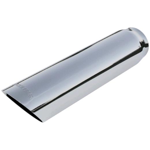 Flowmaster Exhaust Tip - Logo Embossed - Polished Stainless - Straight Edge / Angle Cut - 2.5