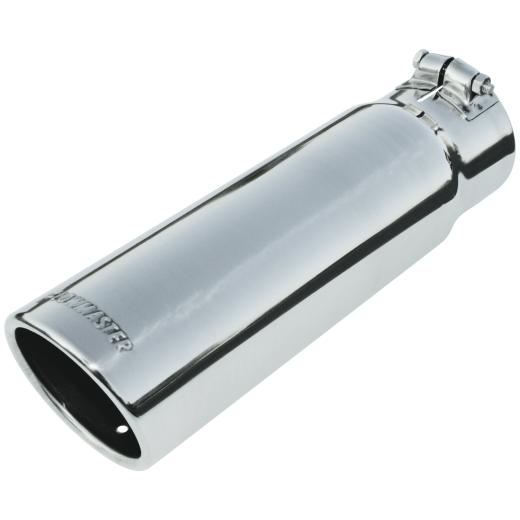 Flowmaster Exhaust Tip - Logo Embossed - Polished Stainless - Rolled Edge / Angle Cut - 3