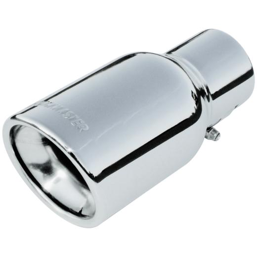 Flowmaster Exhaust Tip - Logo Embossed - Polished Stainless - Double Wall Rolled Edge / Angle Cut - 2.25