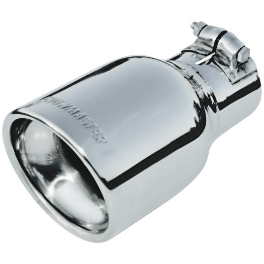 Flowmaster Exhaust Tip - Logo Embossed - Polished Stainless - Double Wall Rolled Edge / Angle Cut - 2.5