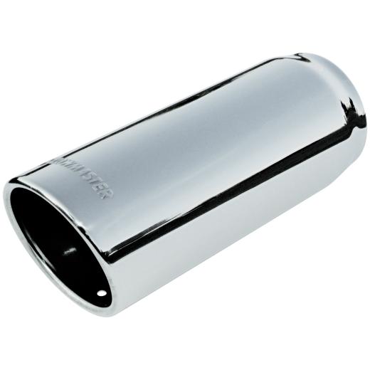 Flowmaster Exhaust Tip - Logo Embossed - Polished Stainless - Rolled Edge / Angle Cut - 3.5