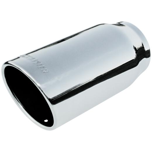 Flowmaster Exhaust Tip - Logo Embossed - Polished Stainless - Rolled Edge / Angle Cut - 4