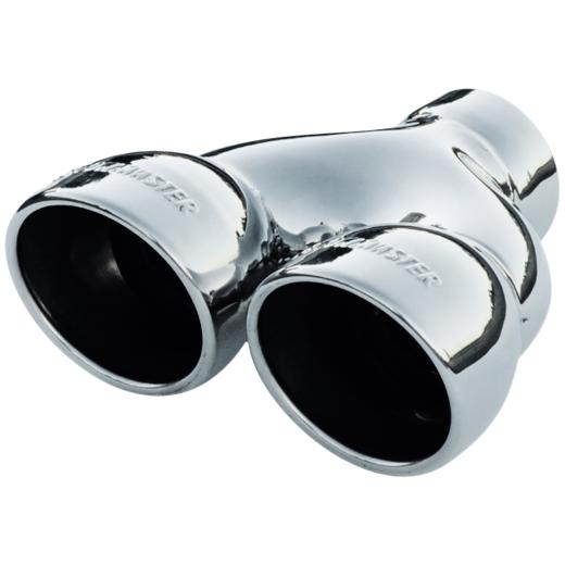 Flowmaster Exhaust Tip - Logo Embossed - Polished Stainless - Rolled Edge / Angle Cut -  2.5