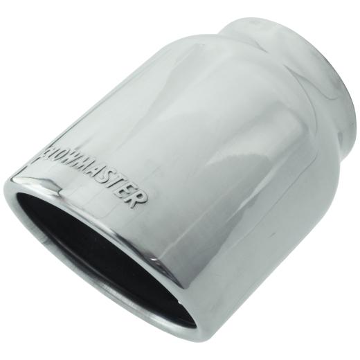 Flowmaster Exhaust Tip - Logo Embossed - Polished Stainless - Rolled Edge / Angle Cut - 4