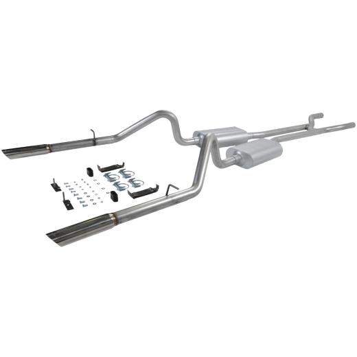 Flowmaster American Thunder Header-Back Exhaust System - Dual Rear Exit with Super 50 Series Mufflers and 3 Stainless tips
