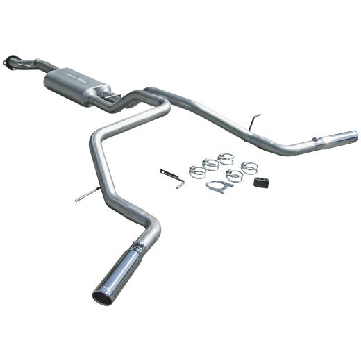 Flowmaster American Thunder Cat-Back Exhaust System - Dual Same Side Exit with Super 50 Series Muffler and 3 Logo Embossed Stainless tips