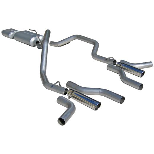 Flowmaster American Thunder Cat-Back Exhaust System - Dual Rear/Side Exit with Super 50 Series Muffler and 3 Logo Embossed Stainless tips