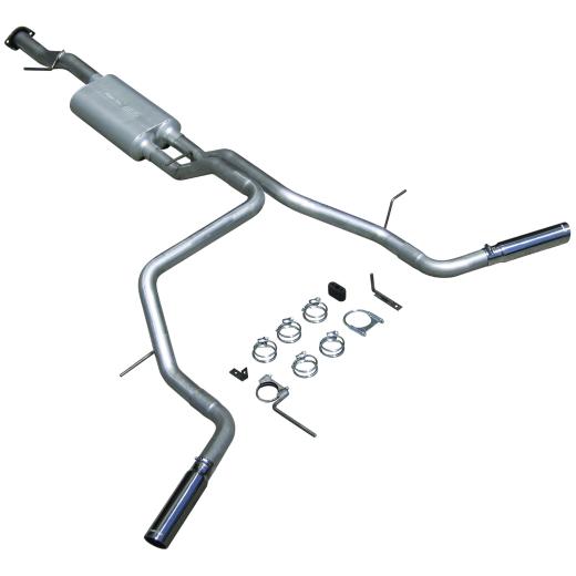 Flowmaster American Thunder Cat-Back Exhaust System - Dual Side Exit with Super 50 Series Muffler and 3 Logo Embossed Stainless tips