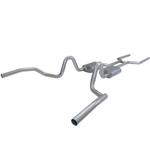 Flowmaster American Thunder Header-Back Exhaust System - Dual Rear Exit with Super 40 Series Mufflers - Stainless Steel