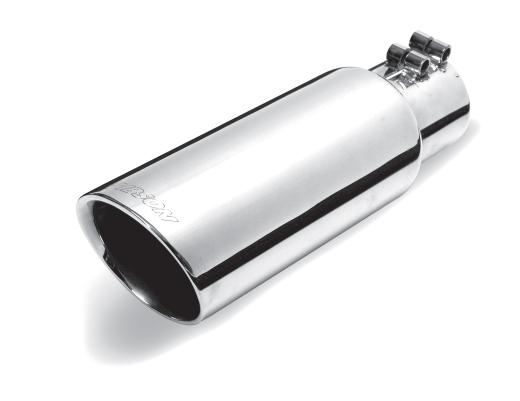 Gibson® Stainless Steel Exhaust Tip - T304 Stainless Steel - Round Angle Cut Double Wall (Inlet 2.25 in, Outlet O.D. 4.00 in, L- 6.50 in.)