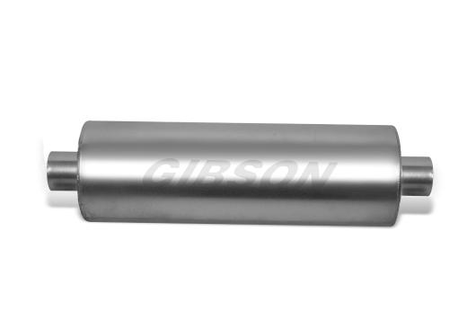 Gibson® Superflow Performance Muffler™ Race Mufflers -  Universal Round - Stainless Steel (3.5 in. Case, 2 in. Offset Inlet/Outlet, 18 in. Long)