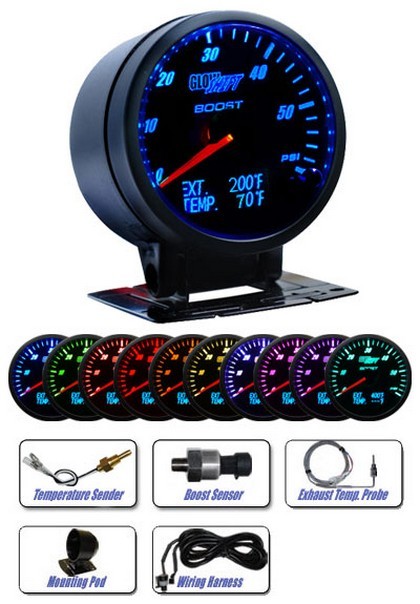 Glowshift 3-In-1 Black Face Boost and Digital EGT and Temperature Gauge