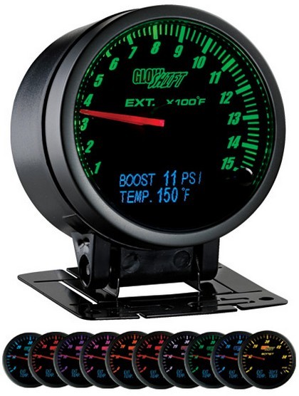 Glowshift 3-In-1 Black Face Exhaust Temp and Digital Boost and Temperature Gauge