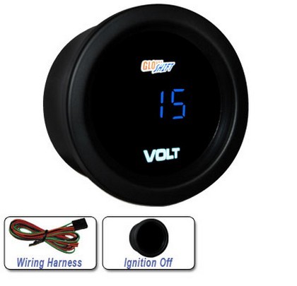 Glowshift Blue Digital Voltage Gauge