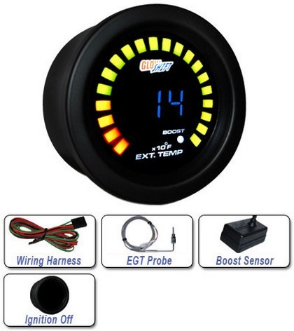 Glowshift Blue Digital Boost and Exhaust Temp Combo Gauge