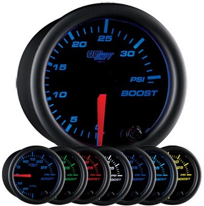 Glowshift Black 7 Color Boost Gauge (35 PSI)