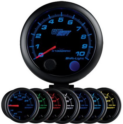 Glowshift Black 7 Color Tachometer with Shift Light (3 3/4 Inch)