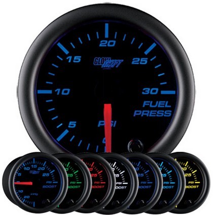 Glowshift Black 7 Color Fuel Pressure Gauge (30 PSI)