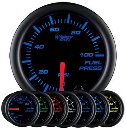 Glowshift Black 7 Color Fuel Pressure Gauge (100 PSI)