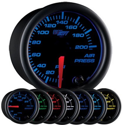 Glowshift Black 7 Color Air Pressure Gauge