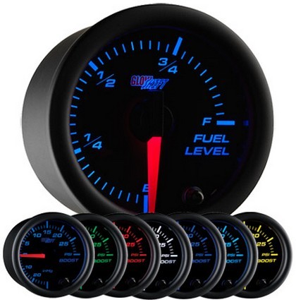 Glowshift Black 7 Color Fuel Level Gauge