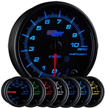 Glowshift Black 7 Color In Dash Tachometer (95 Mm or 3 3/4 Inch)