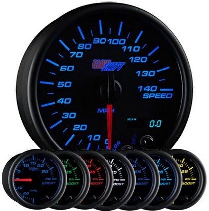 Glowshift Black 7 Color In Dash Speedometer (95 Mm or 3 3/4 Inch)