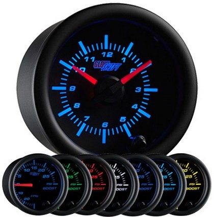 Glowshift Black 7 Color Clock Gauge