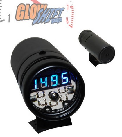 Glowshift Black Digital Tachometer and Blue Shift Light