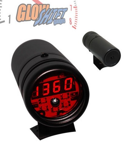 Glowshift Black Digital Tachometer and Red Shift Light