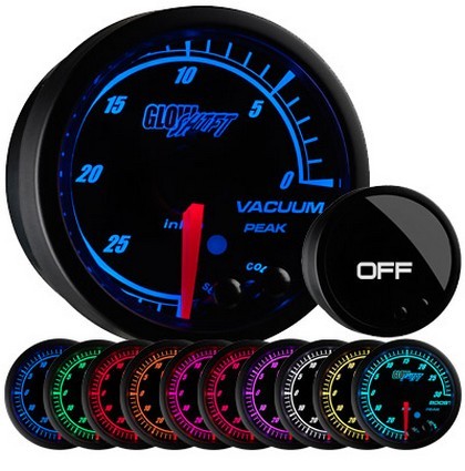 Glowshift Elite Ten Color Electronic Vacuum Gauge and Sensor - High and Low Warning