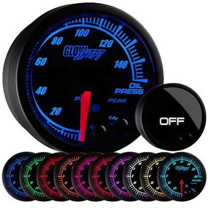 Glowshift Elite Ten Color Oil Pressure Gauge - High and Low Warning