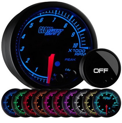Glowshift Elite Ten Color Tachometer - High and Low Warning
