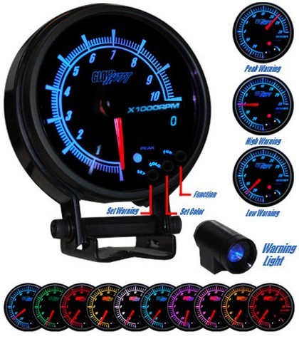 Glowshift Elite Ten Series In Dash Tachometer (95Mm or 3 ¾ Inch)