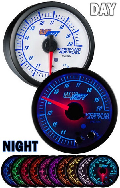 Glowshift White Elite Ten Color Wideband Air/Fuel Gauge - with Data Logging Output