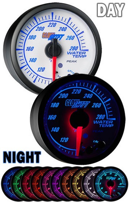 Glowshift White Elite Ten Color Water Temperature Gauge - High and Low Warning