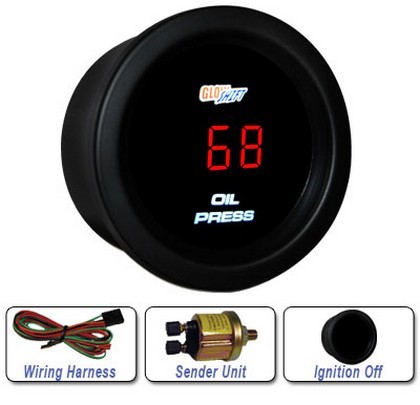 Glowshift Red Digital Oil Pressure Gauge