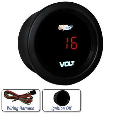 Glowshift Red Digital Voltage Gauge