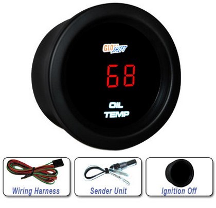 Glowshift Red Digital Oil Temperature Gauge