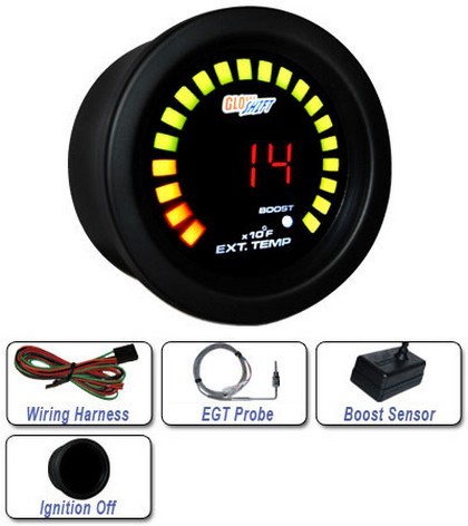 Glowshift Red Digital Boost and Exhaust Temp Combo Gauge